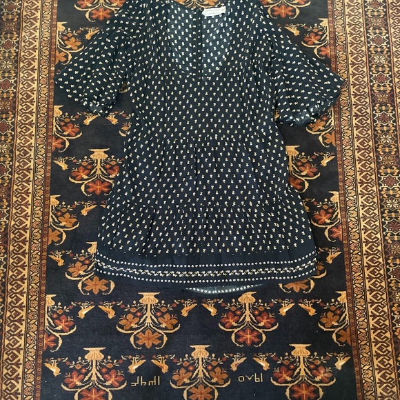 Faithfull The Brand X Anthropologie |  Fresa Dress - Black Pattern | Size Large - Picture 3 of 5